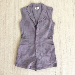 Lucky Brand Lavender Denim Floral Sleeveless Romper